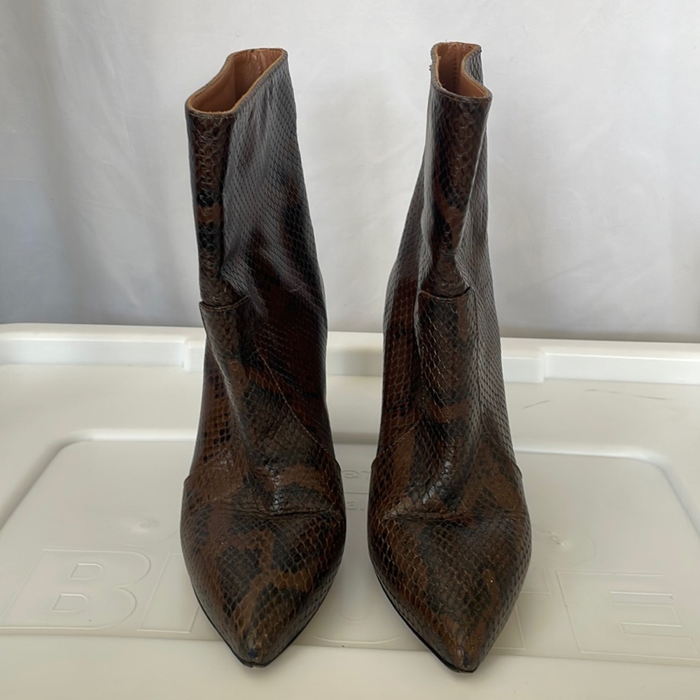 Paris Texas- brown pointed ankle boots - snake skin pattern